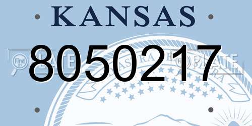 8050217 Kansas License Plate