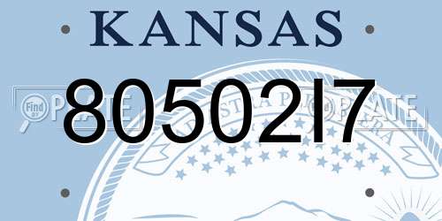 80502I7 Kansas License Plate