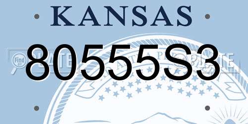 80555S3 Kansas License Plate