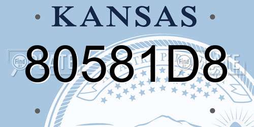 80581D8 Kansas License Plate