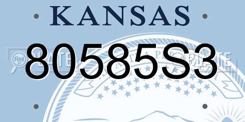 80585S3 Kansas License Plate