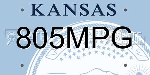 805MPG Kansas License Plate