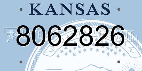 8062826 Kansas License Plate