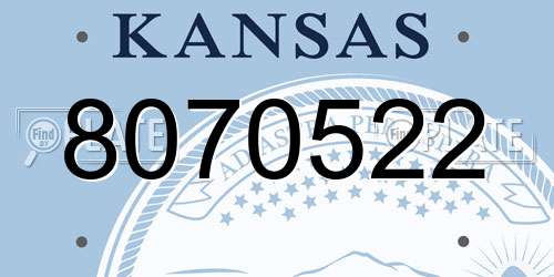 8070522 Kansas License Plate