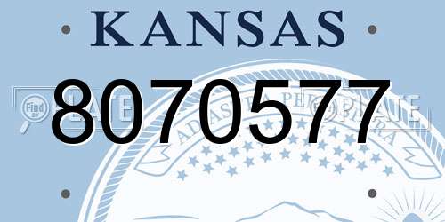 8070577 Kansas License Plate