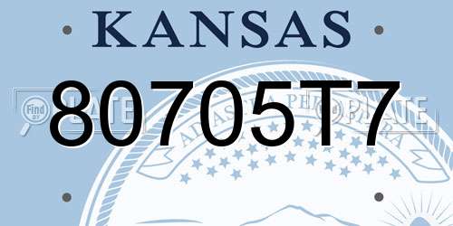 80705T7 Kansas License Plate