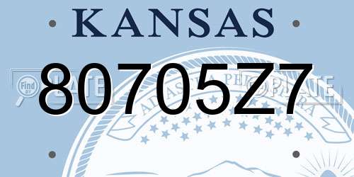 80705Z7 Kansas License Plate
