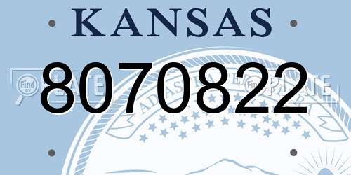 8070822 Kansas License Plate
