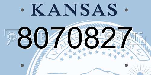 8070827 Kansas License Plate