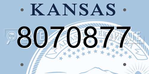 8070877 Kansas License Plate