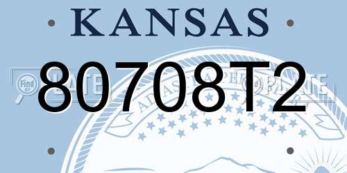 80708T2 Kansas License Plate