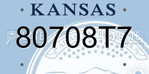 80708T7 Kansas License Plate