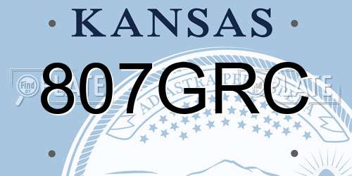 807GRC Kansas License Plate