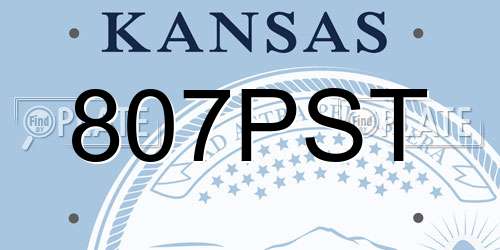 807PST Kansas License Plate