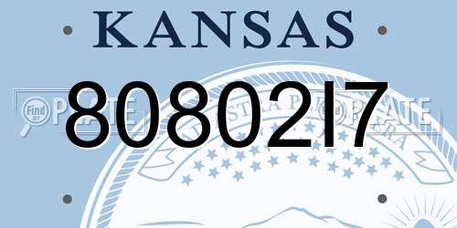80802I7 Kansas License Plate