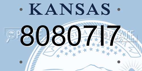 80807I7 Kansas License Plate
