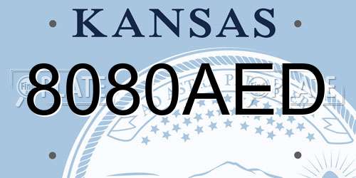 8080AED Kansas License Plate