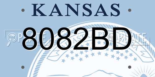 8082BD Kansas License Plate