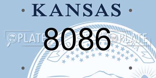 8086 Kansas License Plate