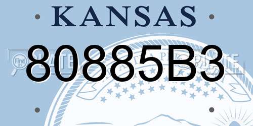 80885B3 Kansas License Plate