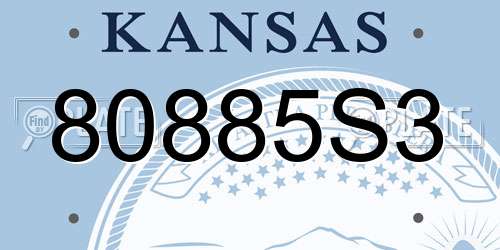 80885S3 Kansas License Plate