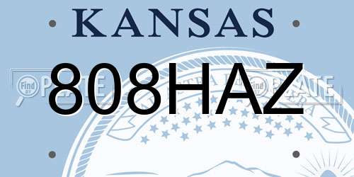 808HAZ Kansas License Plate