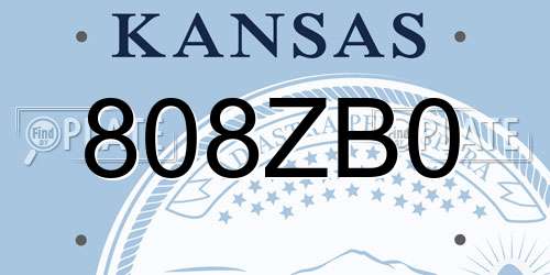 808ZB0 Kansas License Plate