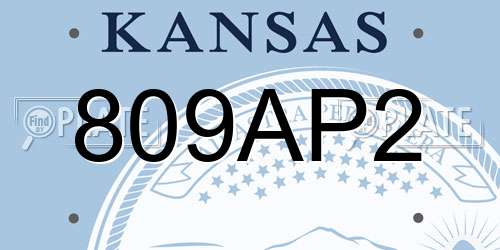 809AP2 Kansas License Plate