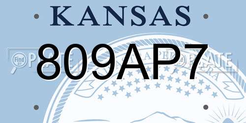 809AP7 Kansas License Plate