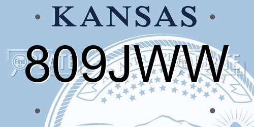 809JWW Kansas License Plate