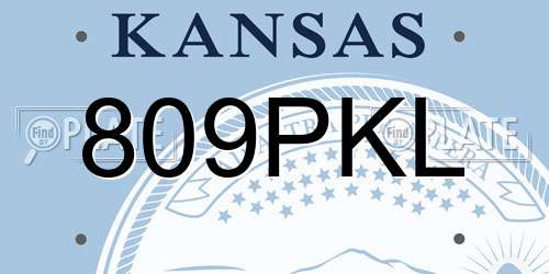 809PKL Kansas License Plate