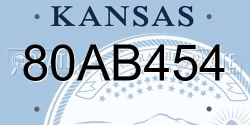 80AB454 Kansas License Plate