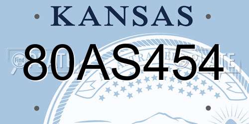 80AS454 Kansas License Plate