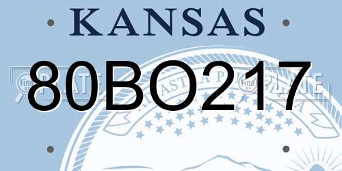 80BO217 Kansas License Plate