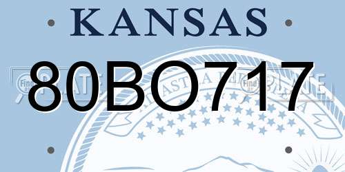80BO717 Kansas License Plate