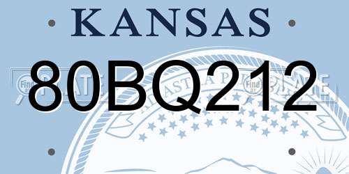80BQ212 Kansas License Plate