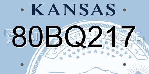 80BQ217 Kansas License Plate