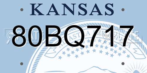 80BQ717 Kansas License Plate