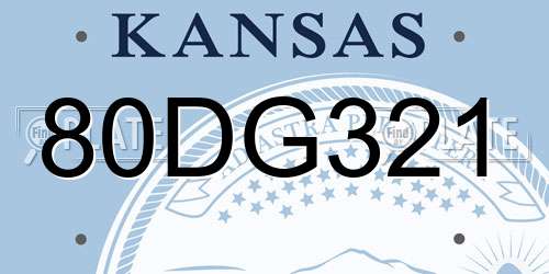 80DG321 Kansas License Plate