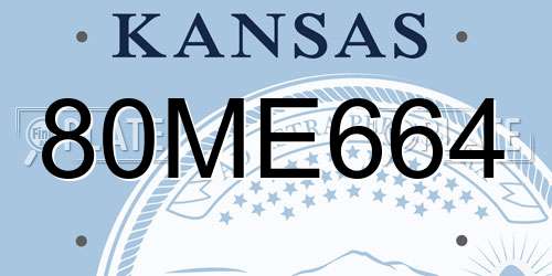 80ME664 Kansas License Plate