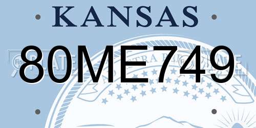 80ME749 Kansas License Plate