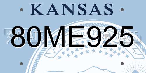 80ME925 Kansas License Plate