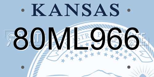 80ML966 Kansas License Plate