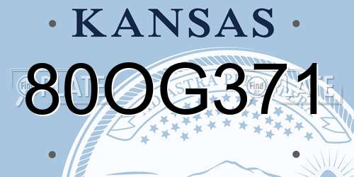 80OG371 Kansas License Plate