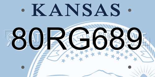 80RG689 Kansas License Plate