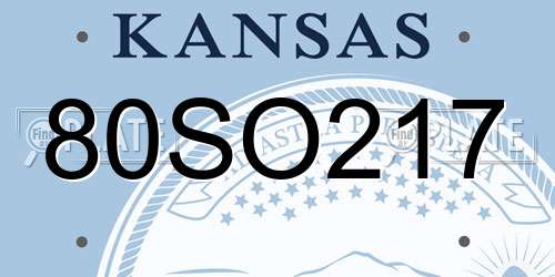 80SO217 Kansas License Plate