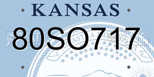 80SO717 Kansas License Plate