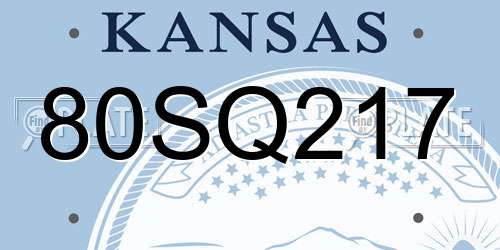 80SQ217 Kansas License Plate