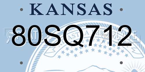 80SQ712 Kansas License Plate