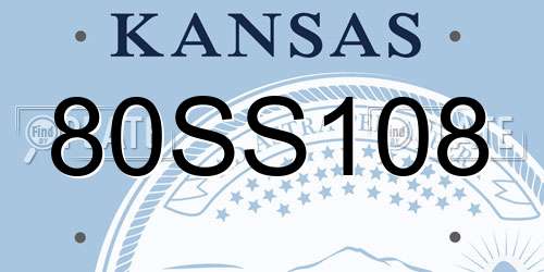 80SS108 Kansas License Plate